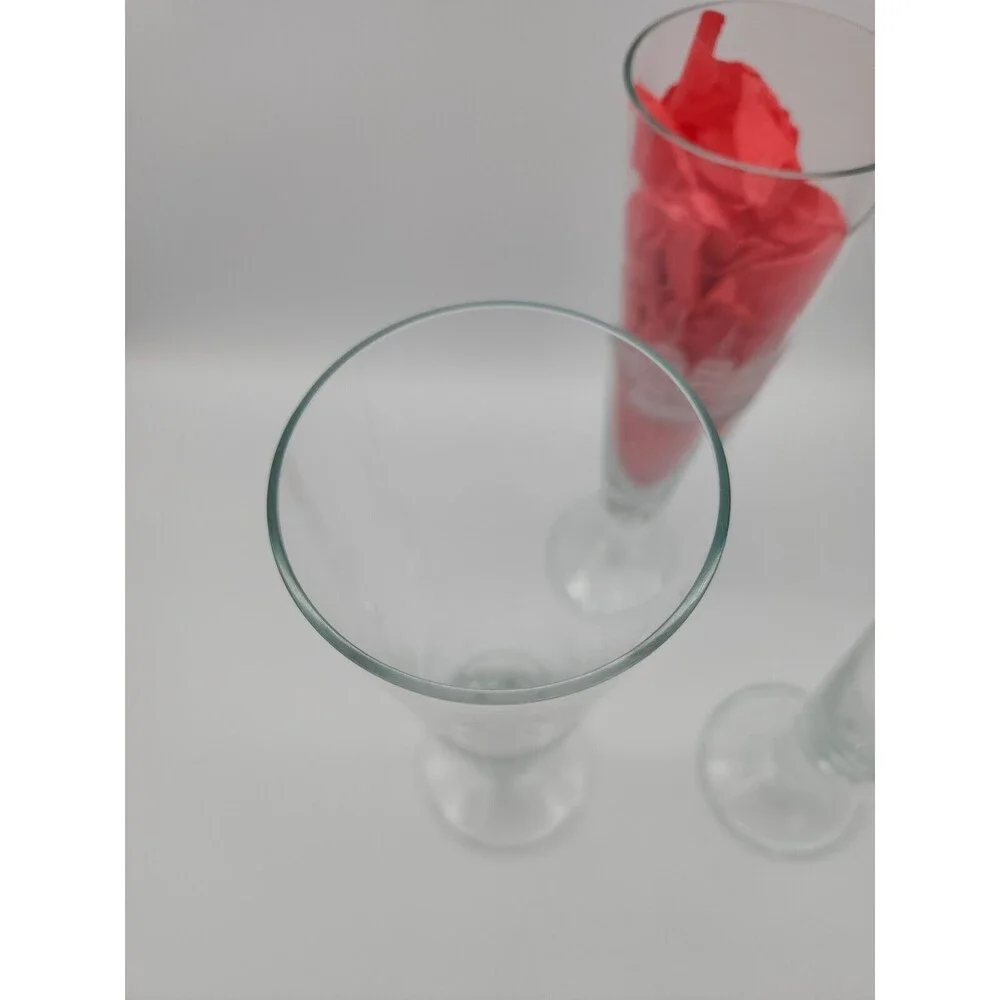 VTG Crystal Etched Pilsner Glasses Clipper Sailing Ship 10 1/8